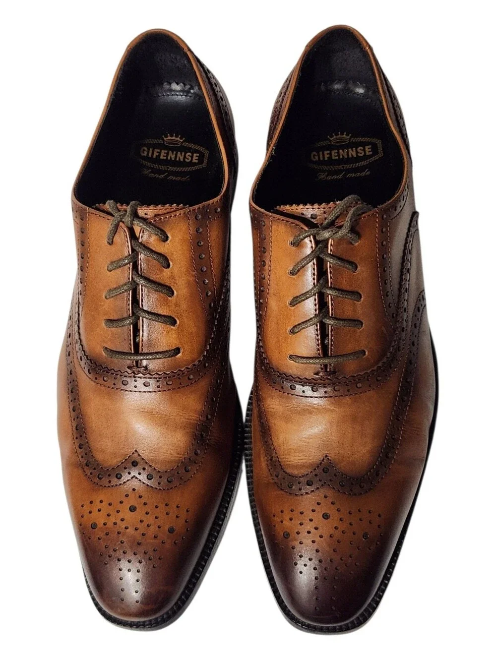Gifennse Hand-Dyed/Sewn Leather Brogue Oxfords Size 10.5 EUC